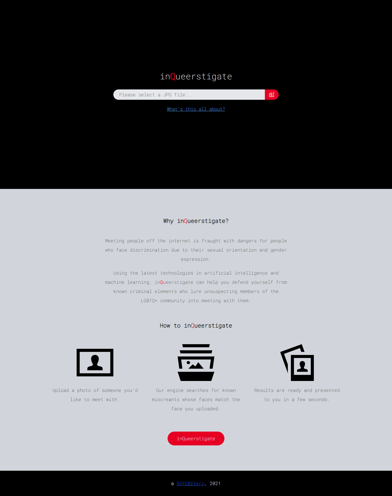 Screenshot of the Prototype for inQueerstigate